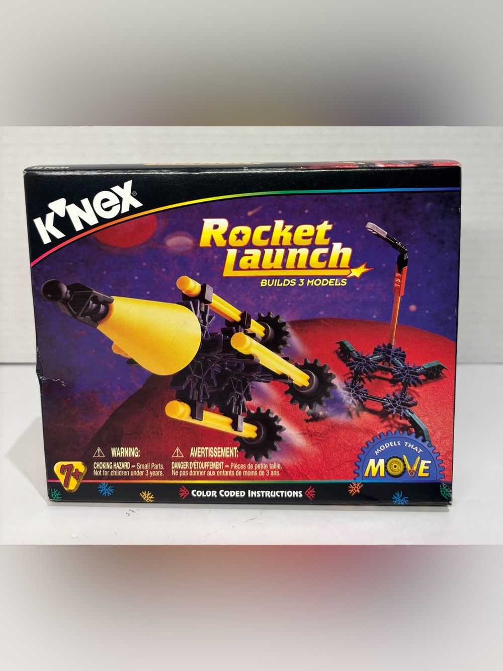 K'Nex Rocket Launch - Vintage 1998 Builds 3 Models 58 Pieces New Sealed NOS